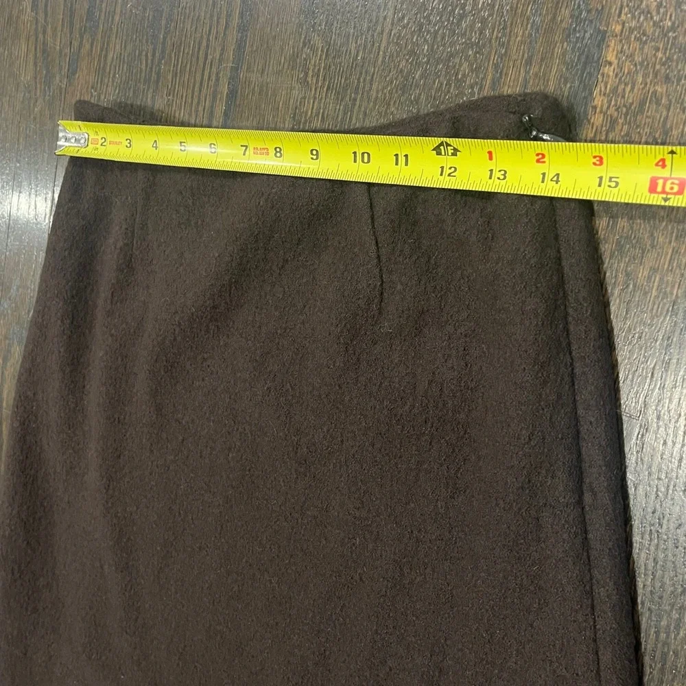 Harold's Wool A-Line Skirt Womens 2 Brown Tiered Ruffle Hem Midi Academia Career